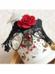 Fashion Retro Gothic Palace Vampire Black Lace Tassel Red Rose Flower Female Armband