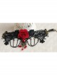 Fashion Retro Gothic Palace Vampire Black Lace Tassel Red Rose Flower Female Armband