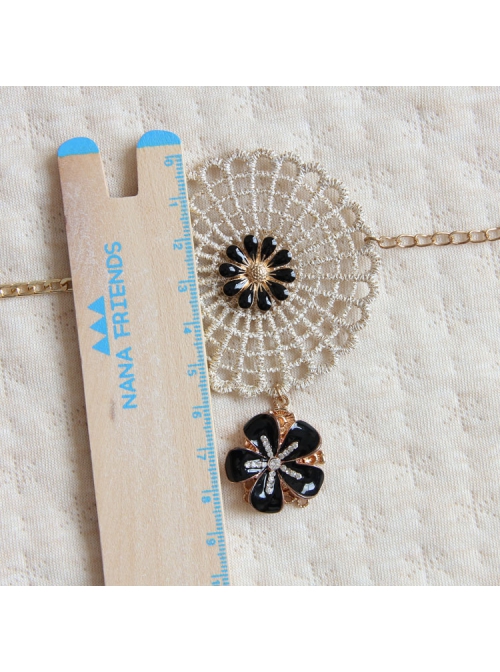 Handmade Fashion Simple Female Retro Golden Lace Black Small Flower Anklet