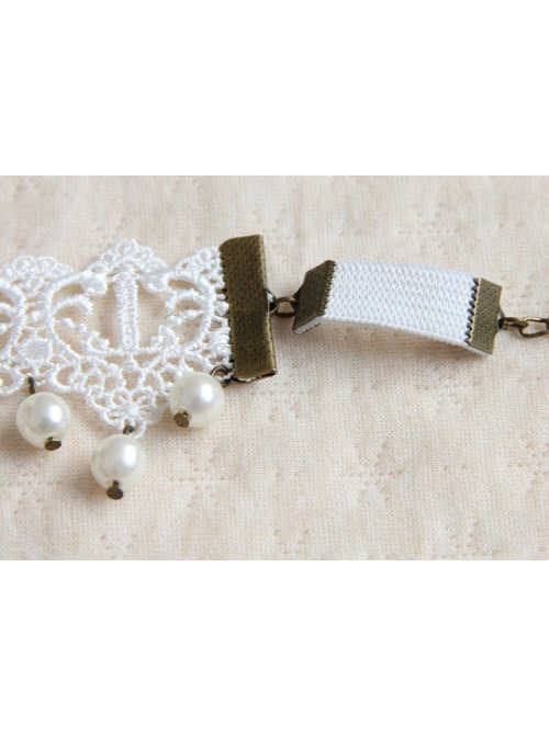 Fashion Retro Baroque Simple Dancing White Pearl Lace Female Armband