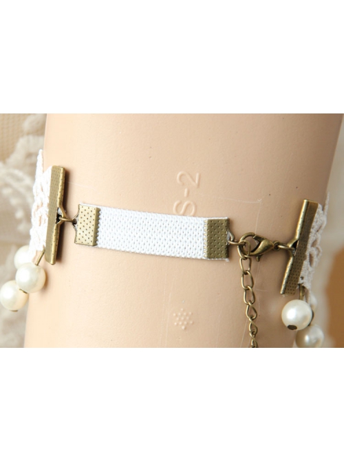 Fashion Retro Baroque Simple Dancing White Pearl Lace Female Armband