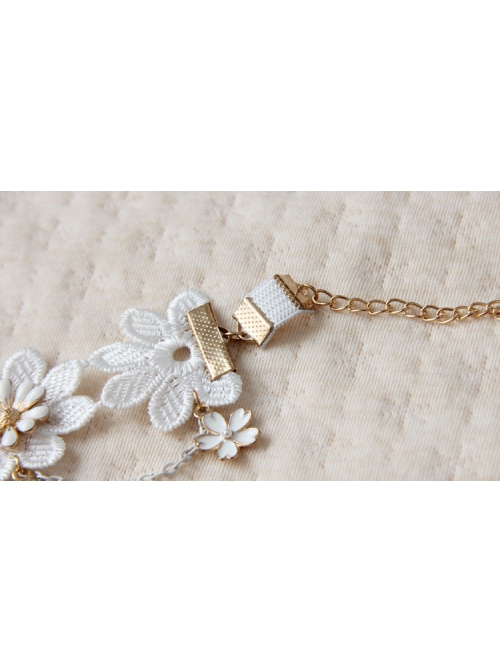 Bride Fashion White Lace Tassel Pearl Cherry Blossom Palace Retro Female Armband