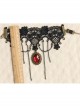Dark Gothic Fashion Retro Ruby Black Lace Tassel Female Armband