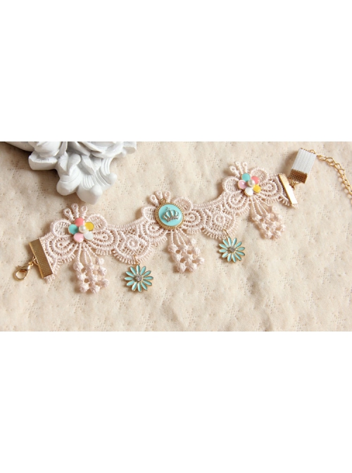 Light Pink Lace Fashion Retro Crown Colored Flowers Female Armband
