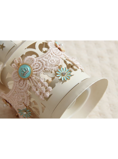 Light Pink Lace Fashion Retro Crown Colored Flowers Female Armband