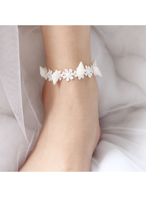 Fashion Personality Simple Leisure Vacation White Lace Conch Female Ankle Ring