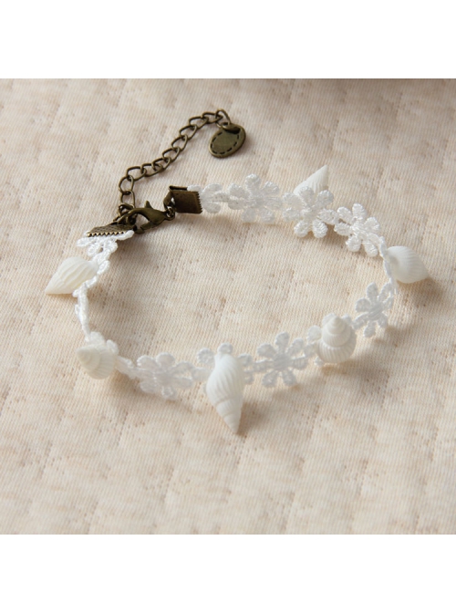 Fashion Personality Simple Leisure Vacation White Lace Conch Female Ankle Ring