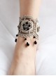 Fashion Retro Gold Silk Lace Black Flower Man-Made Crystal Female Anklet