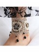Fashion Retro Gold Silk Lace Black Flower Man-Made Crystal Female Anklet