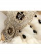 Fashion Retro Gold Silk Lace Black Flower Man-Made Crystal Female Anklet