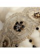 Fashion Retro Gold Silk Lace Black Flower Man-Made Crystal Female Anklet