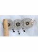 Fashion Retro Gold Silk Lace Black Flower Man-Made Crystal Female Anklet