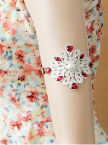 Fashion Retro Wedding Dress Bride White Pearl Red Diamond Lace Exaggerated Personality Armband