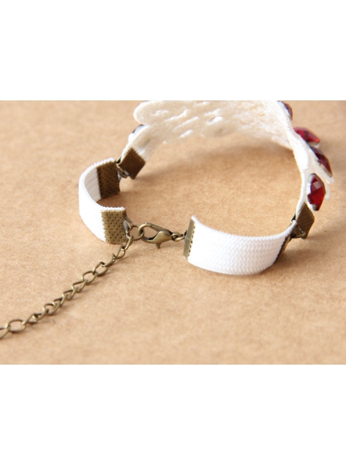 Fashion Retro Wedding Dress Bride White Pearl Red Diamond Lace Exaggerated Personality Armband