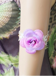 Retro Fashion Festival Dancing Purple Flower White Lace Female Armband
