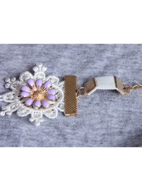 Retro Fashion Festival Dancing Purple Flower White Lace Female Armband