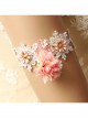 Fashion Leisure Seaside Beach Vacation White Lace Pink Flowers Female Armband