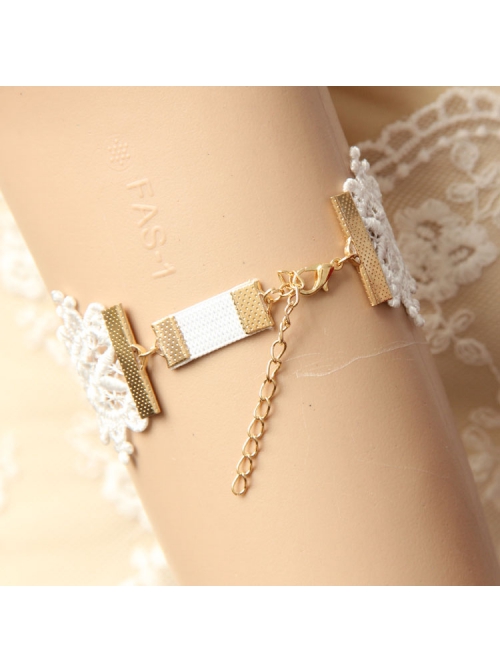 Fashion Leisure Seaside Beach Vacation White Lace Pink Flowers Female Armband