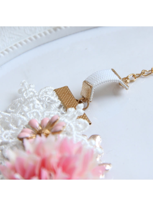 Fashion Leisure Seaside Beach Vacation White Lace Pink Flowers Female Armband