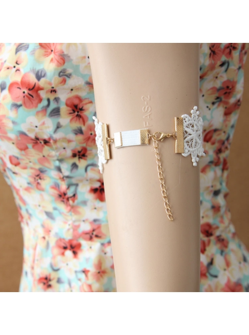 Fashion Leisure Seaside Beach Vacation White Lace Pink Flowers Female Armband
