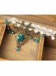 Fashion Dark Green Rose Flower Crystal Retro Dance White Lace Elastic Female Armband