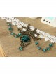 Fashion Dark Green Rose Flower Crystal Retro Dance White Lace Elastic Female Armband