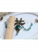 Fashion Dark Green Rose Flower Crystal Retro Dance White Lace Elastic Female Armband