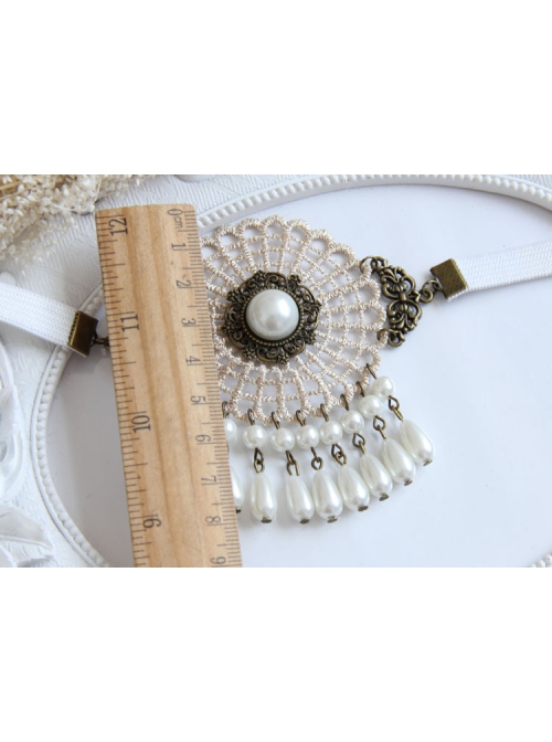 Fashion Nightclub Prom Retro Golden Lace White Pearl Female Armband
