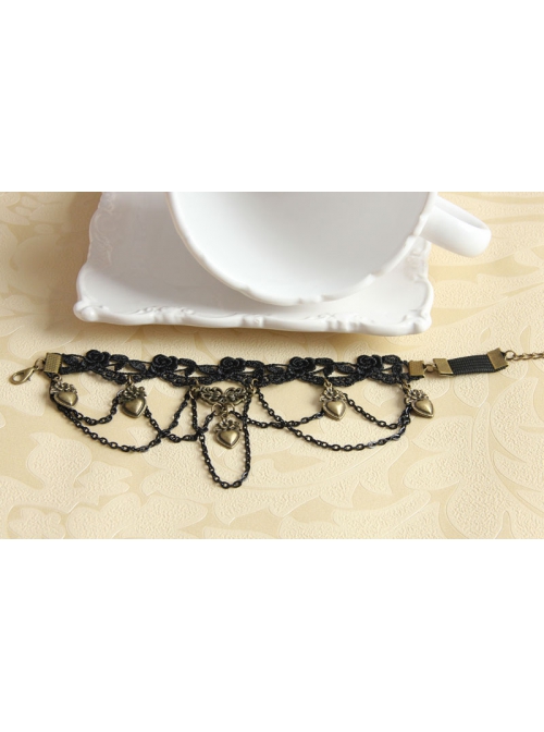 Fashion Retro Gothic Party Dancing Little Love Black Lace Tassel Female Armband