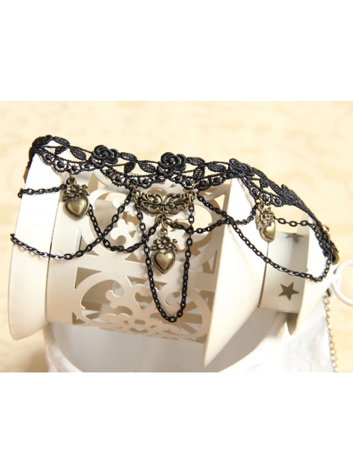 Fashion Retro Gothic Party Dancing Little Love Black Lace Tassel Female Armband