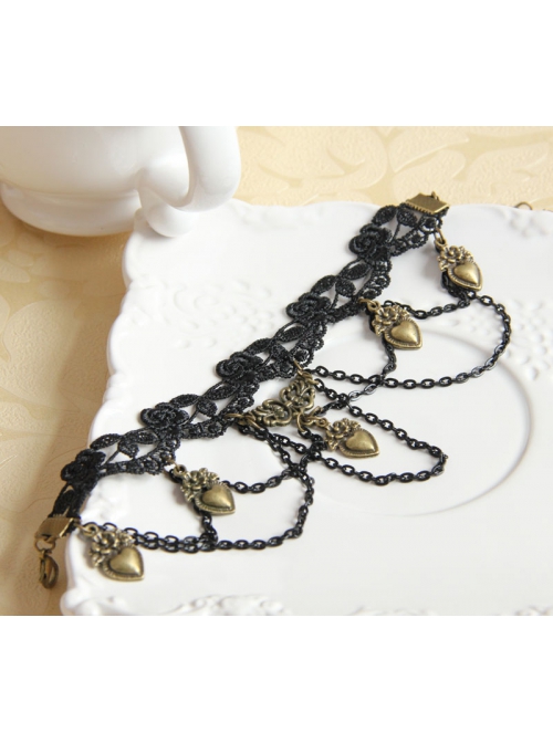 Fashion Retro Gothic Party Dancing Little Love Black Lace Tassel Female Armband