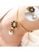 Lucky Fashion Sweet Black Flower Swan Golden Chain Female Anklet