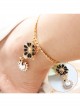 Lucky Fashion Sweet Black Flower Swan Golden Chain Female Anklet