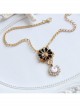 Lucky Fashion Sweet Black Flower Swan Golden Chain Female Anklet
