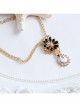 Lucky Fashion Sweet Black Flower Swan Golden Chain Female Anklet