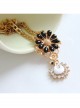 Lucky Fashion Sweet Black Flower Swan Golden Chain Female Anklet