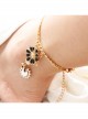 Lucky Fashion Sweet Black Flower Swan Golden Chain Female Anklet