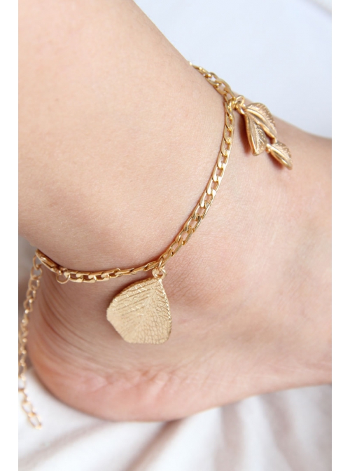 Valentine'S Day Fashion Retro Personality Female Golden Leaves Tower Anklet