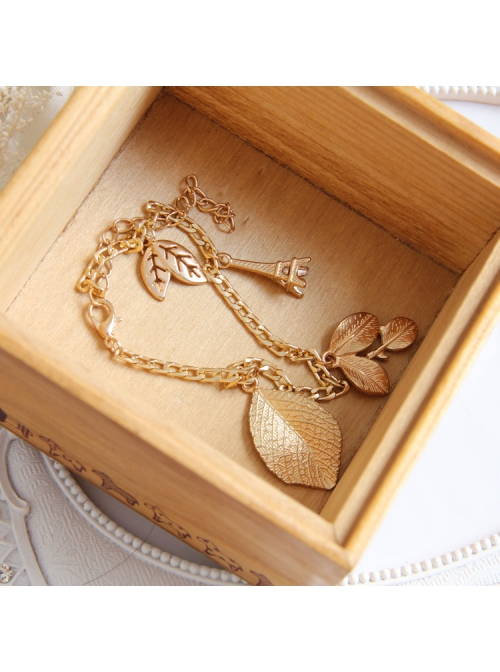 Valentine'S Day Fashion Retro Personality Female Golden Leaves Tower Anklet
