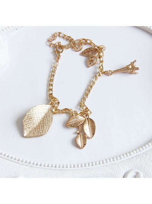 Valentine'S Day Fashion Retro Personality Female Golden Leaves Tower Anklet
