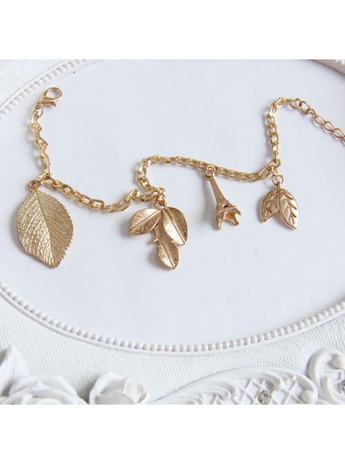Valentine'S Day Fashion Retro Personality Female Golden Leaves Tower Anklet