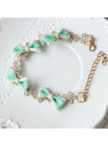 Retro Fashion Cute Green Bow Golden Lace Flower Female Anklet