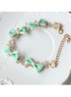 Retro Fashion Cute Green Bow Golden Lace Flower Female Anklet