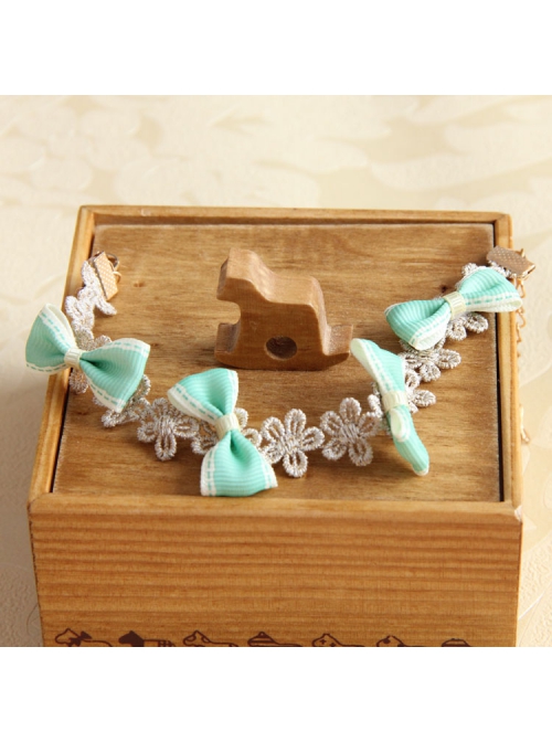 Retro Fashion Cute Green Bow Golden Lace Flower Female Anklet
