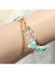 Retro Fashion Cute Green Bow Golden Lace Flower Female Anklet