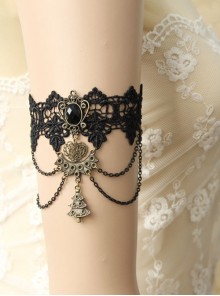Handmade Retro Fashion Gothic Love Christmas Tree Black Lace Tassel Female Armband