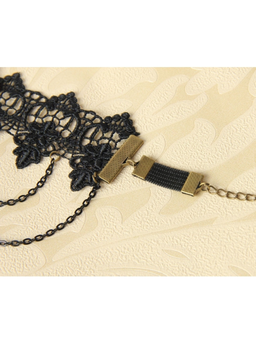 Handmade Retro Fashion Gothic Love Christmas Tree Black Lace Tassel Female Armband