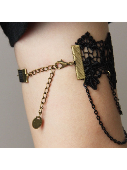 Handmade Retro Fashion Gothic Love Christmas Tree Black Lace Tassel Female Armband