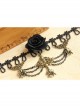 Vintage Gothic Bride Fashion Spider Black Rose Lace Tassel Female Armband