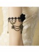 Vintage Gothic Bride Fashion Spider Black Rose Lace Tassel Female Armband